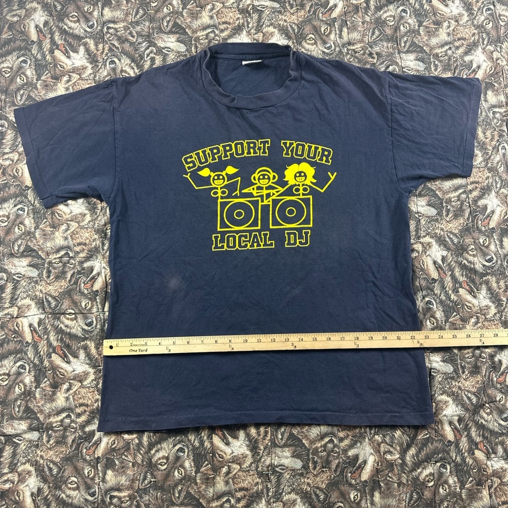 Vintage 90s “support your local dj” Navy Graphic T-Shirt